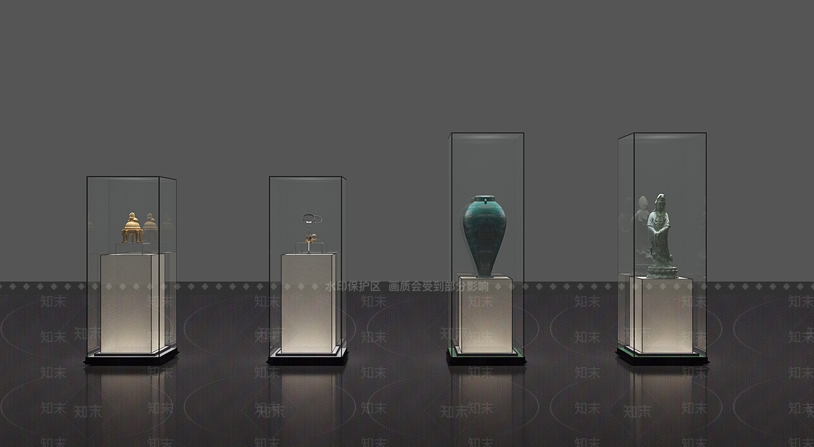 现代历史文物展示柜3D模型下载【ID:1150704886】