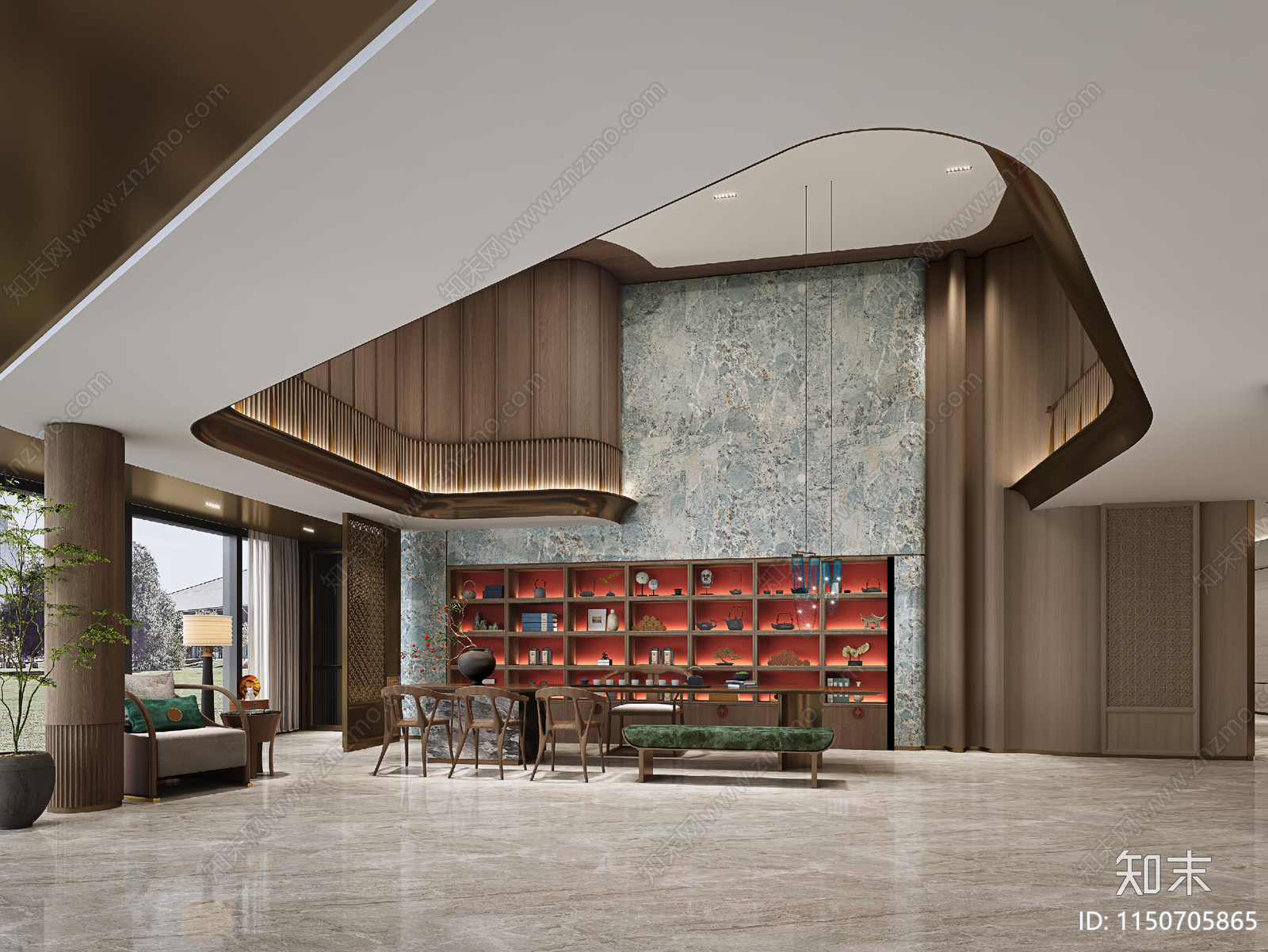 新中式休闲会所室内cad施工图下载【ID:1150705865】