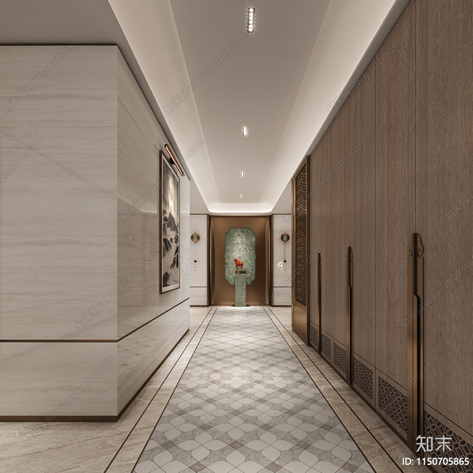 新中式休闲会所室内cad施工图下载【ID:1150705865】