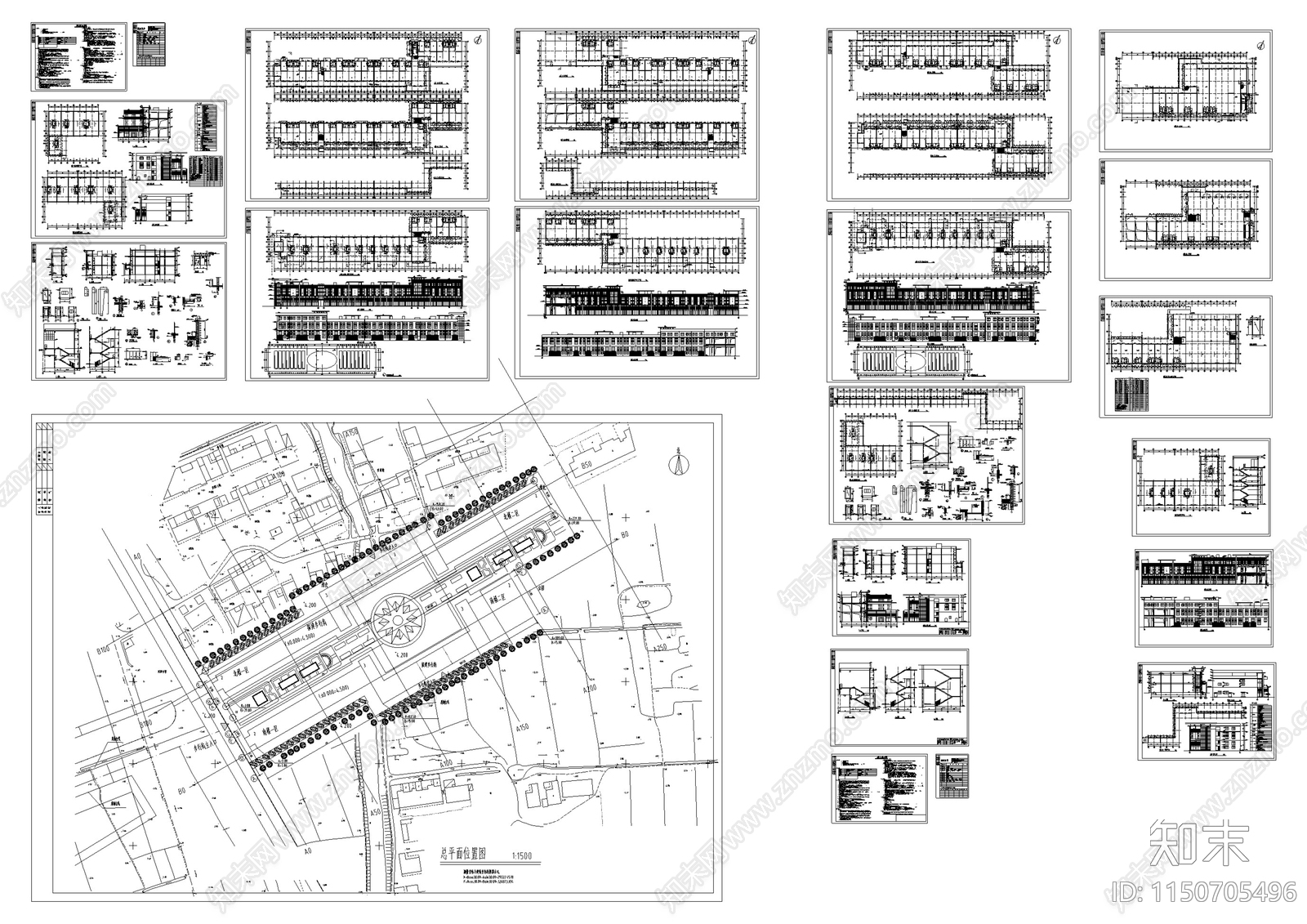 商业街区建筑cad施工图下载【ID:1150705496】