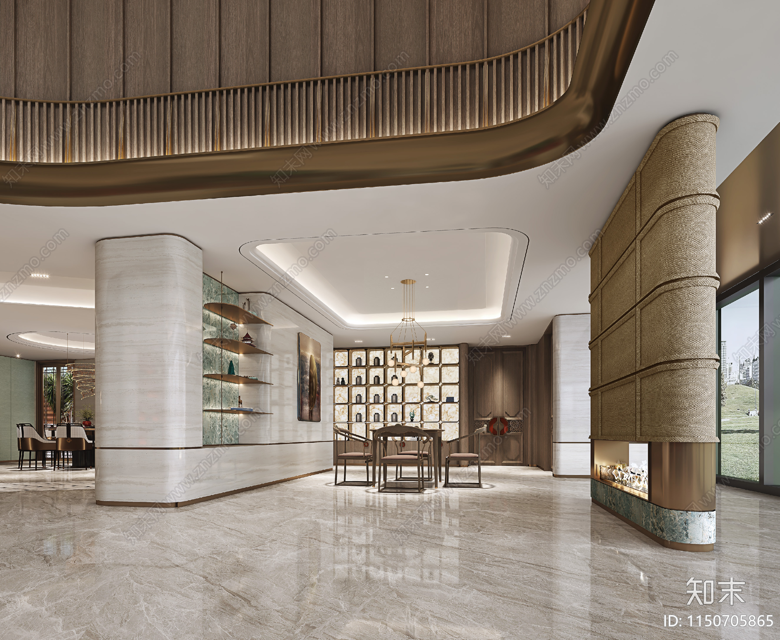 新中式休闲会所室内cad施工图下载【ID:1150705865】