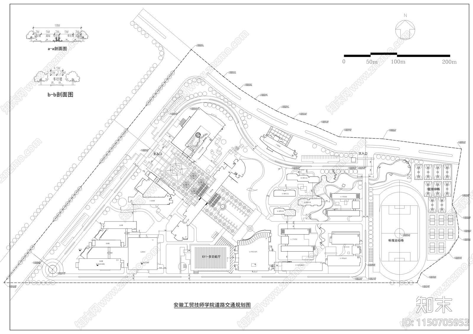 马鞍山工贸技工学校景观平面图施工图下载【ID:1150705953】
