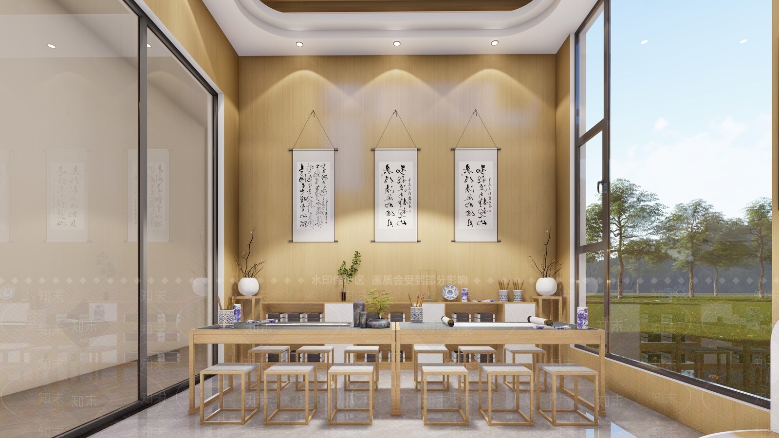现代书画室SU模型下载【ID:1150706819】