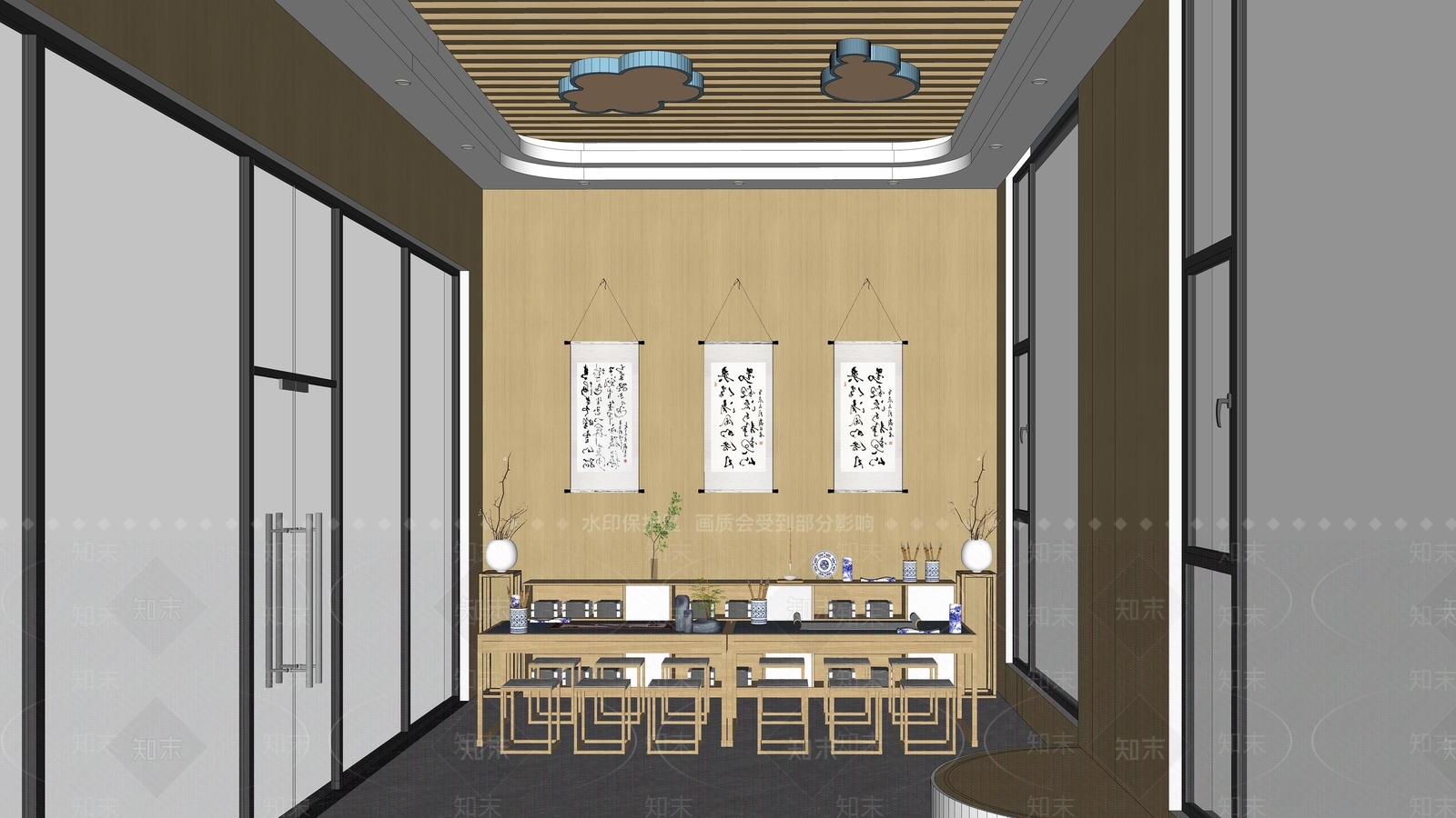 现代书画室SU模型下载【ID:1150706819】