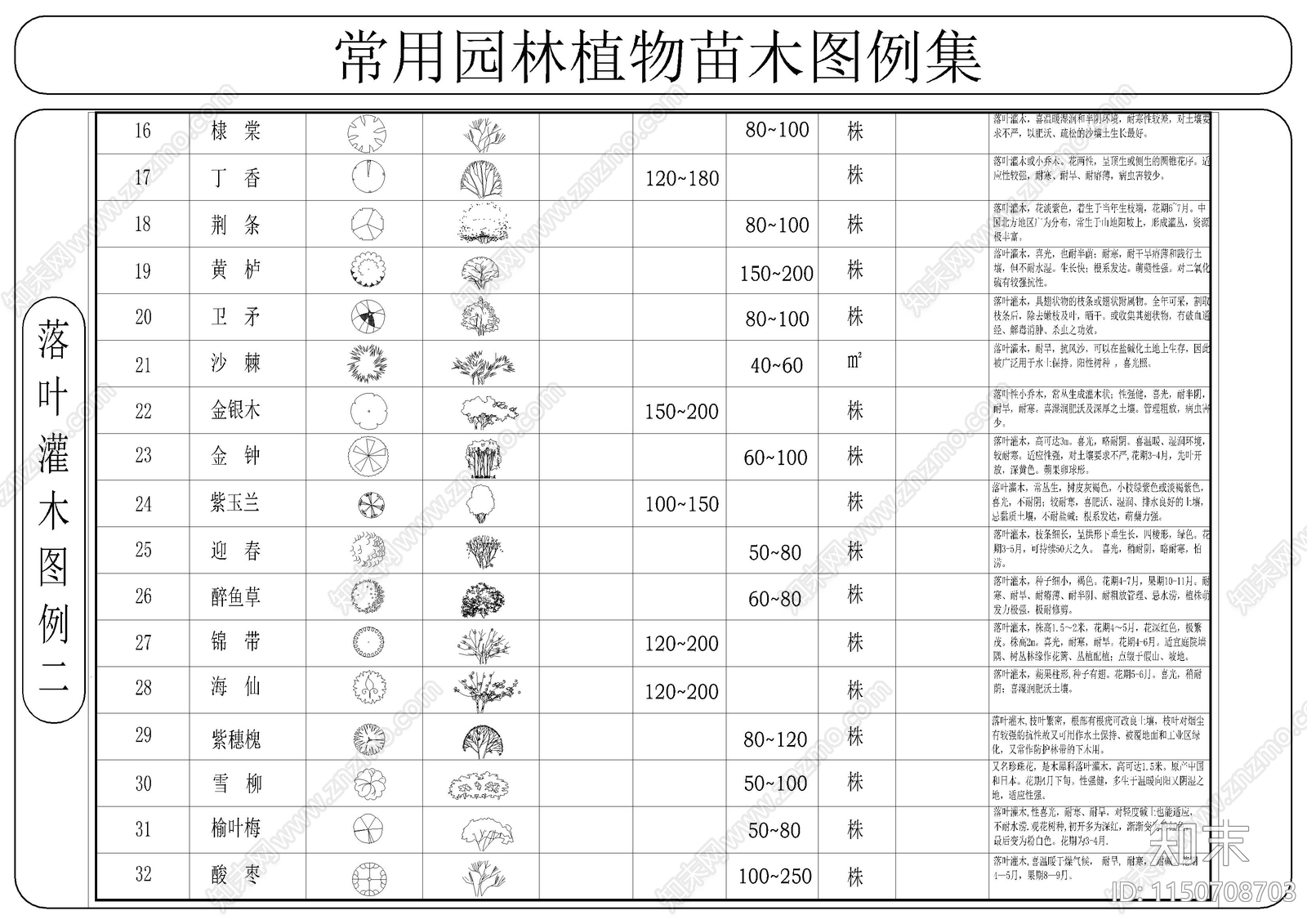 常用园林植物苗木图例集施工图下载【ID:1150708703】