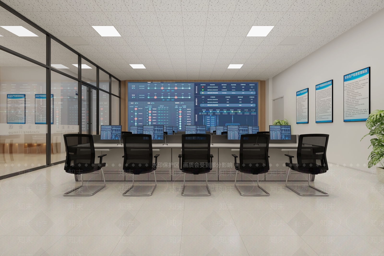 现代工厂监控室3D模型下载【ID:1150710934】