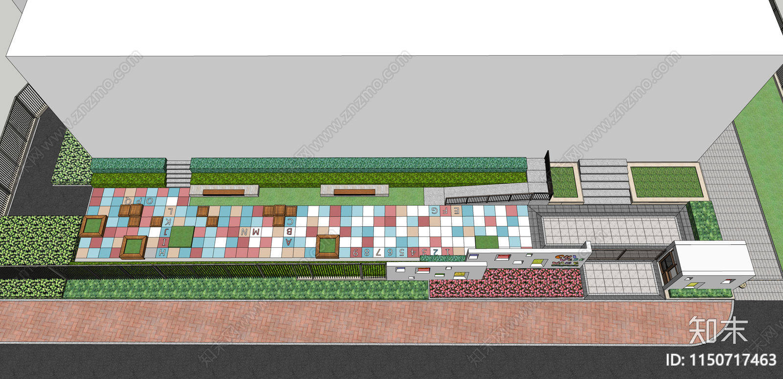 现代趣味方块幼儿园前场SU模型下载【ID:1150717463】