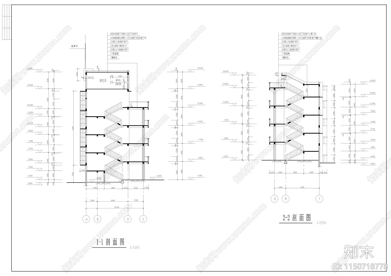 某中学建筑cad施工图下载【ID:1150718778】