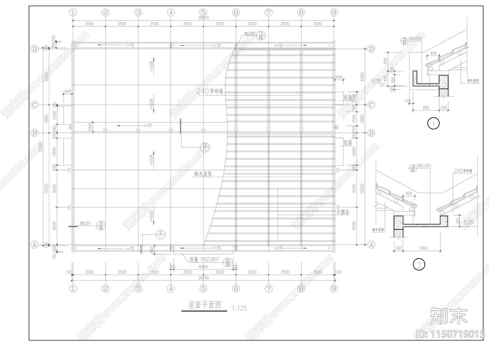 某中学食堂建筑cad施工图下载【ID:1150719015】