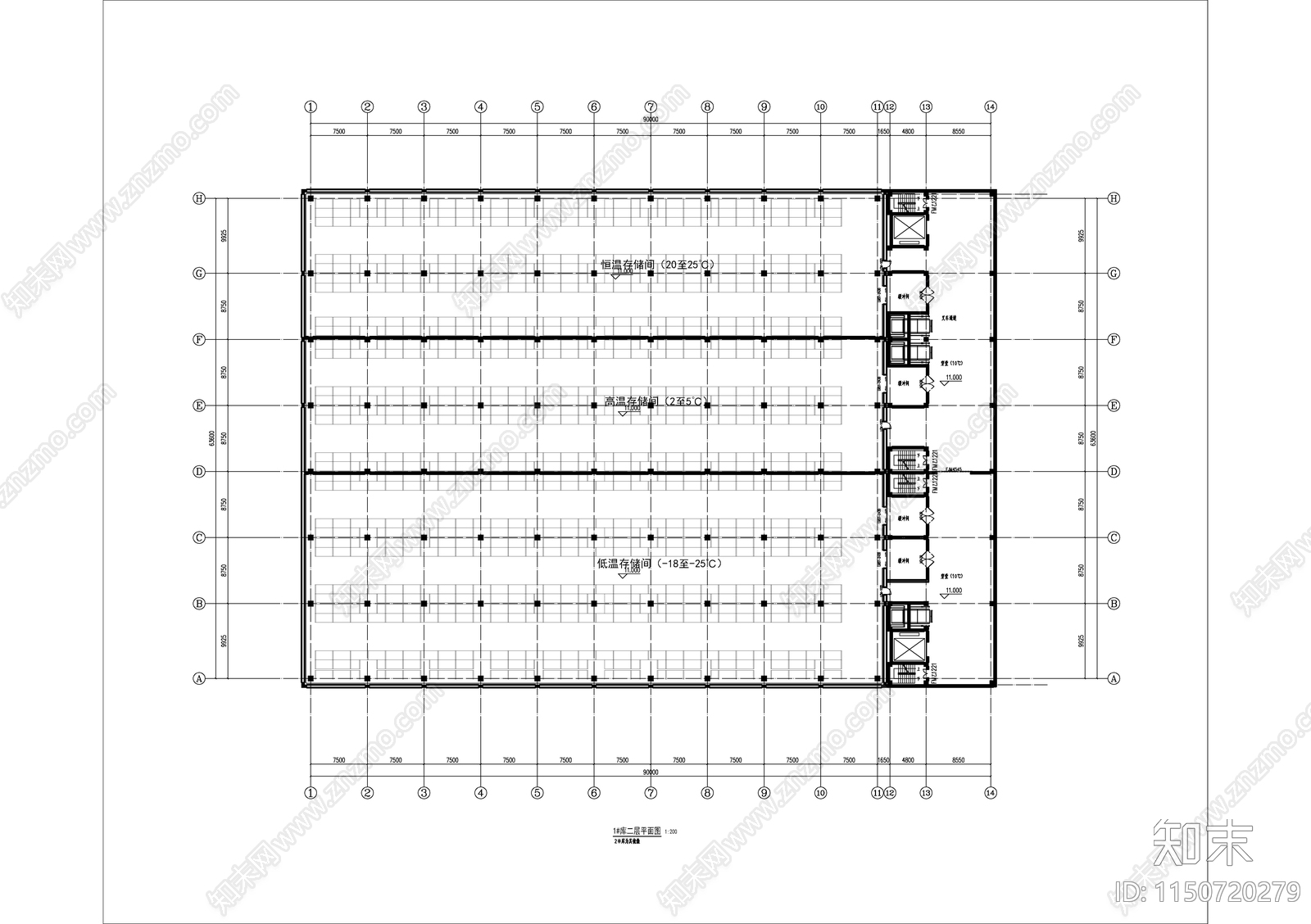 某海航仓库建筑平面图cad施工图下载【ID:1150720279】