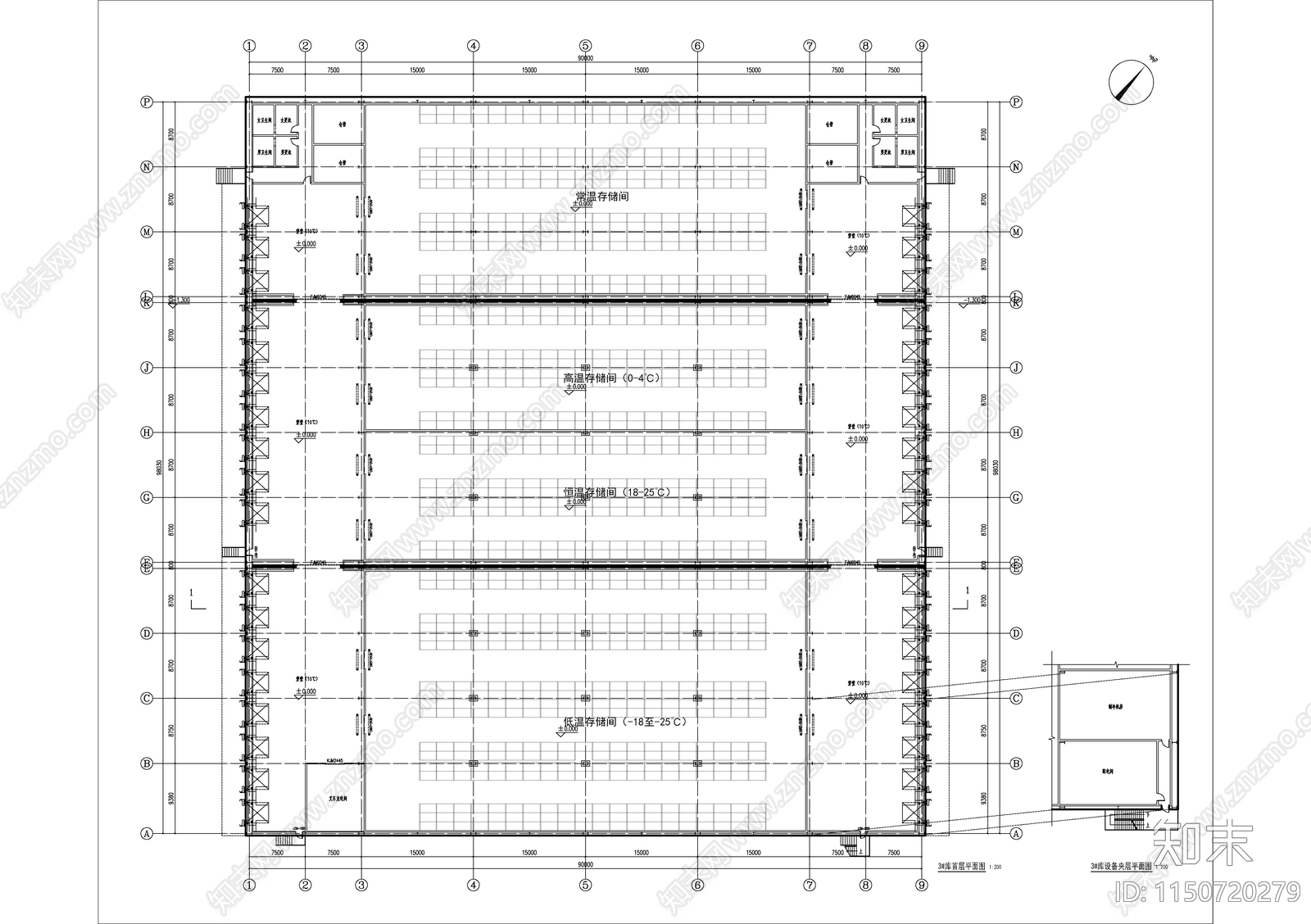 某海航仓库建筑平面图cad施工图下载【ID:1150720279】