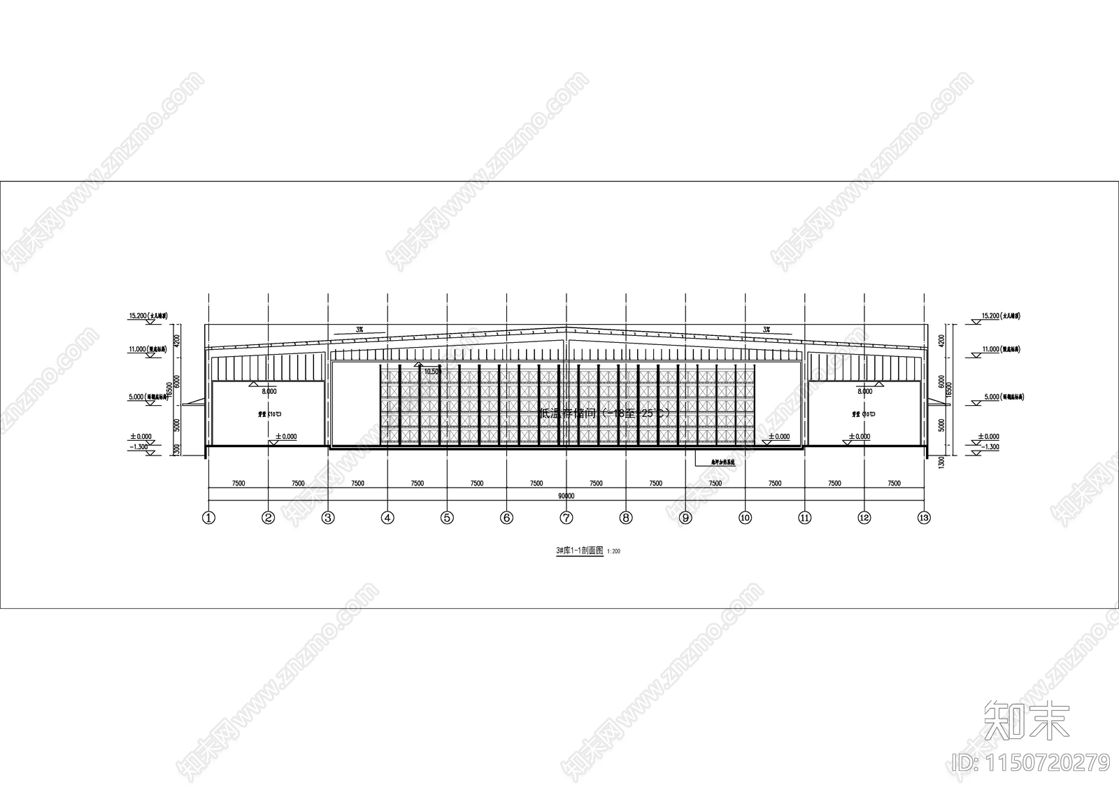 某海航仓库建筑平面图cad施工图下载【ID:1150720279】