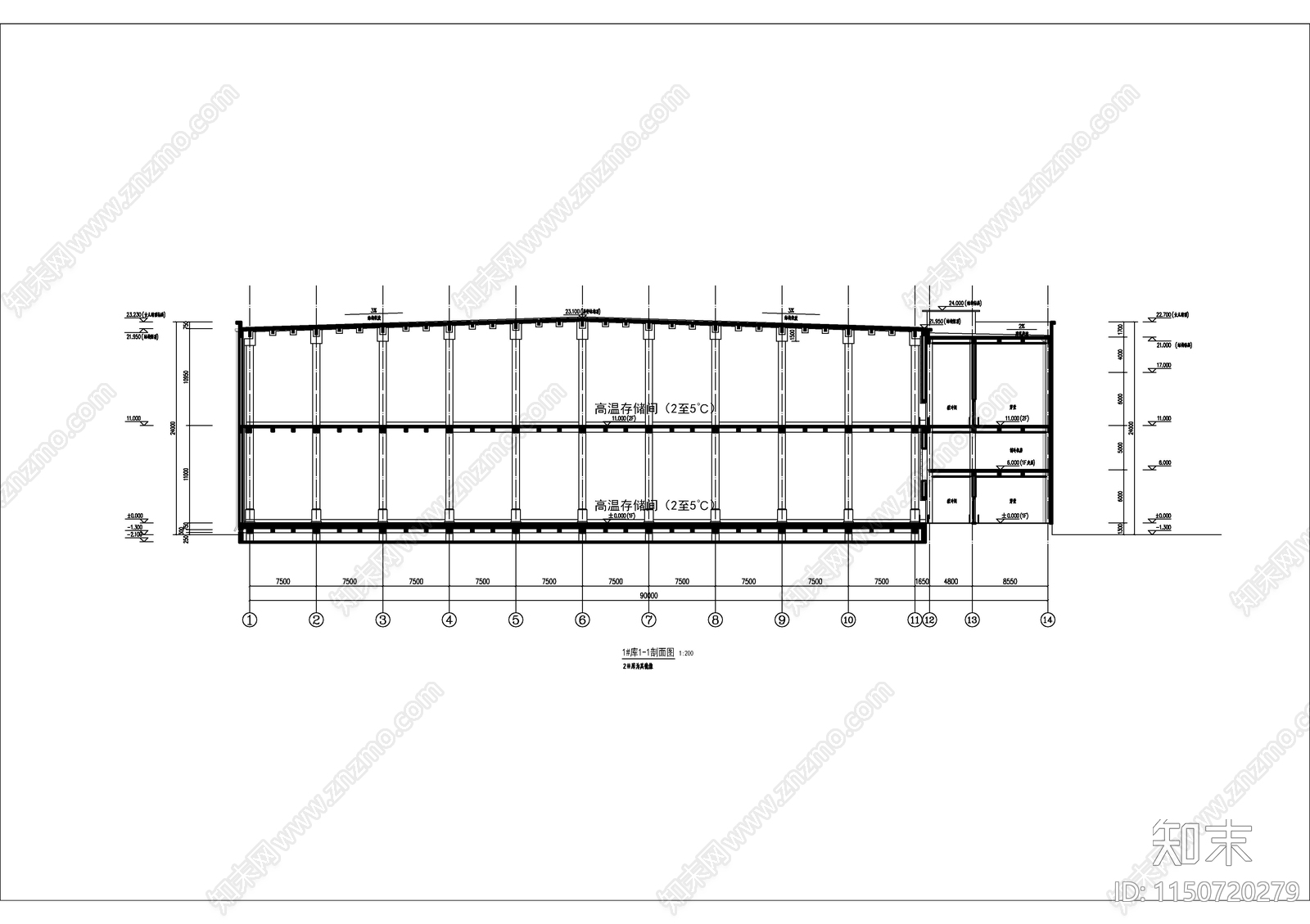 某海航仓库建筑平面图cad施工图下载【ID:1150720279】