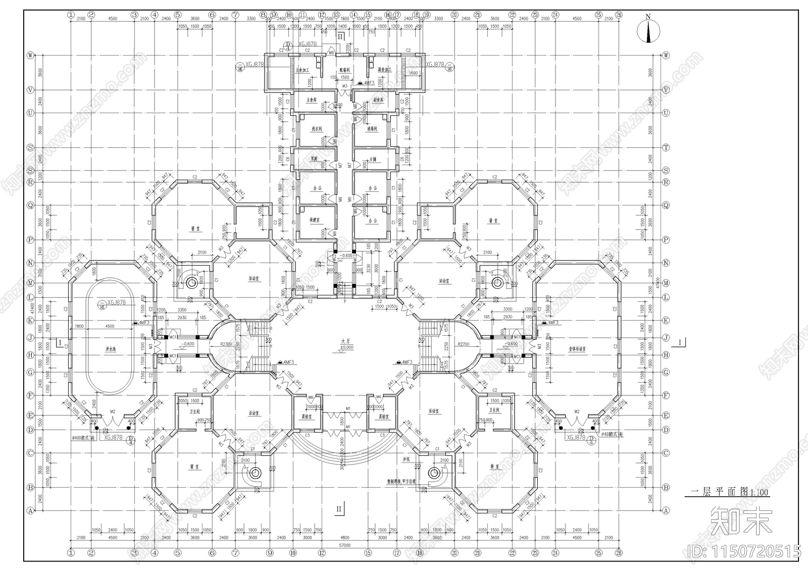 欧式幼儿园建筑cad施工图下载【ID:1150720515】