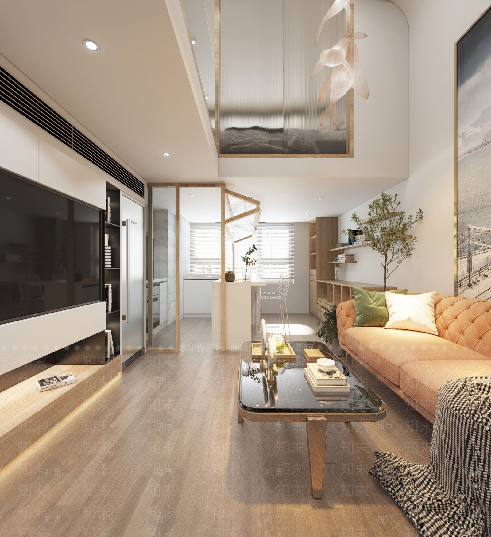 现代LOFT客厅3D模型下载【ID:1150720617】