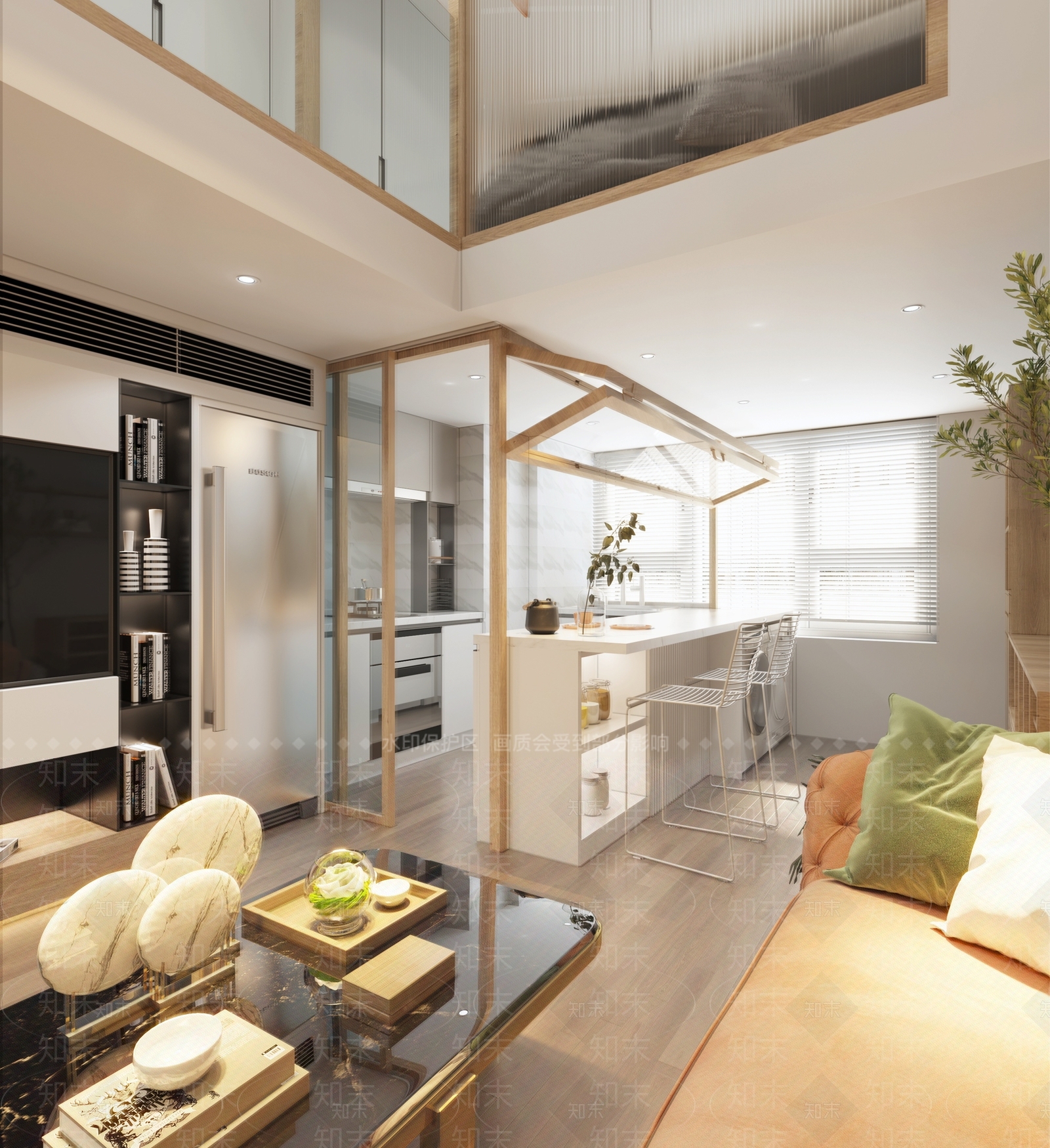 现代LOFT客厅3D模型下载【ID:1150720617】