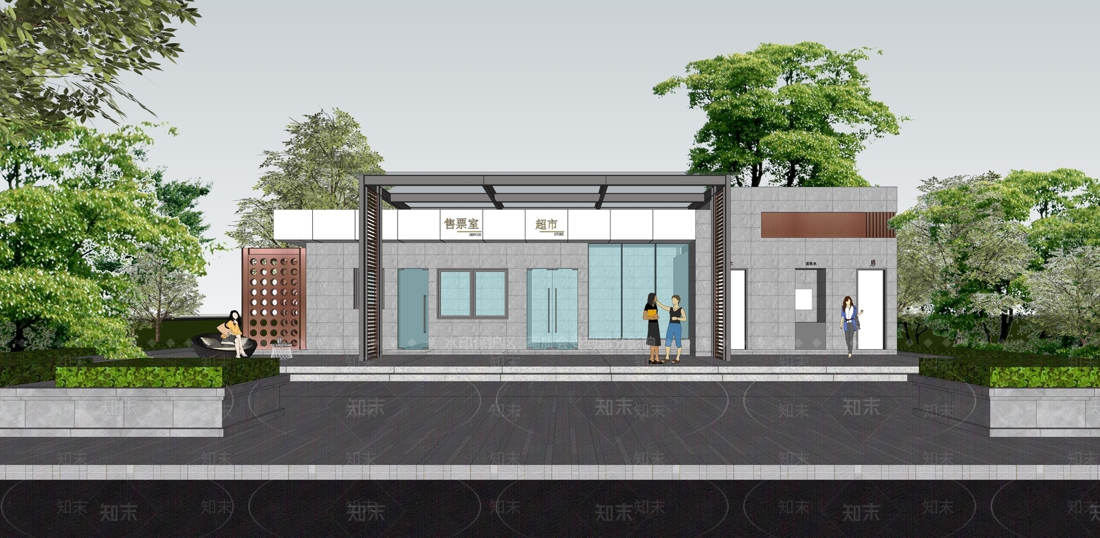 现代小型游客服务中心SU模型下载【ID:1150720968】