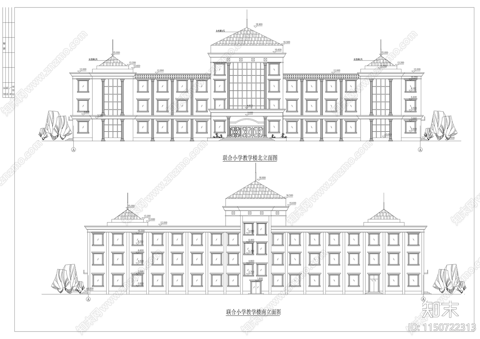 三丁小学教学综合楼建筑图cad施工图下载【ID:1150722313】