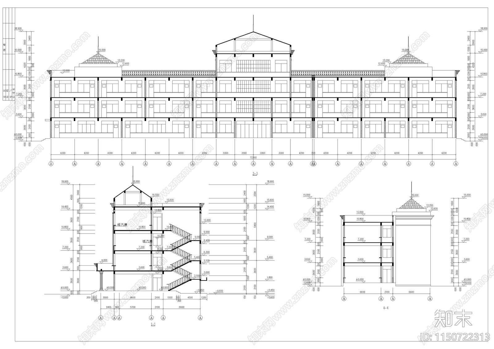 三丁小学教学综合楼建筑图cad施工图下载【ID:1150722313】