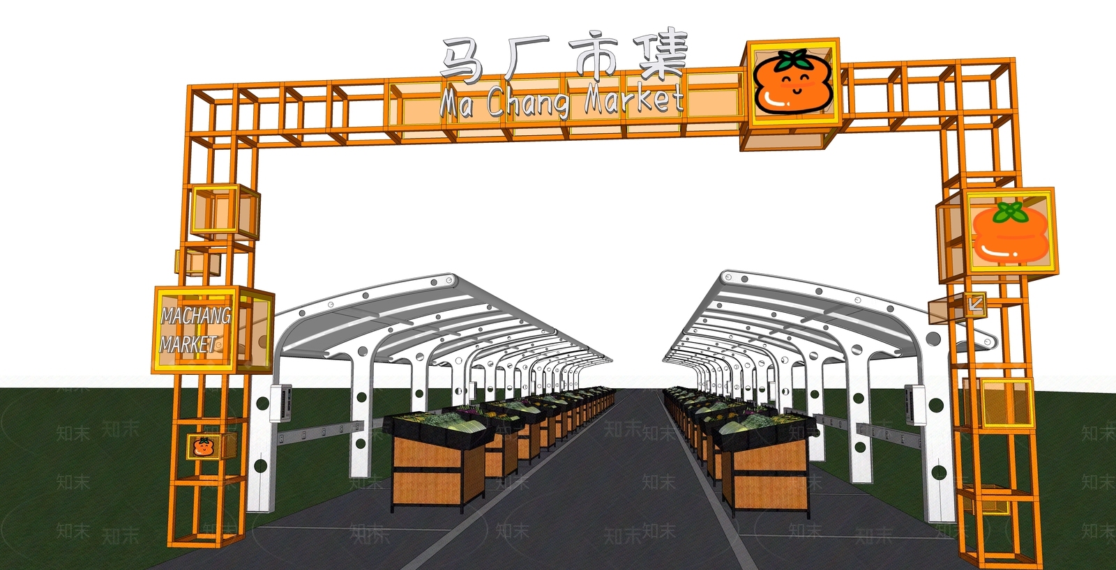 现代集市摊位SU模型下载【ID:1150722954】
