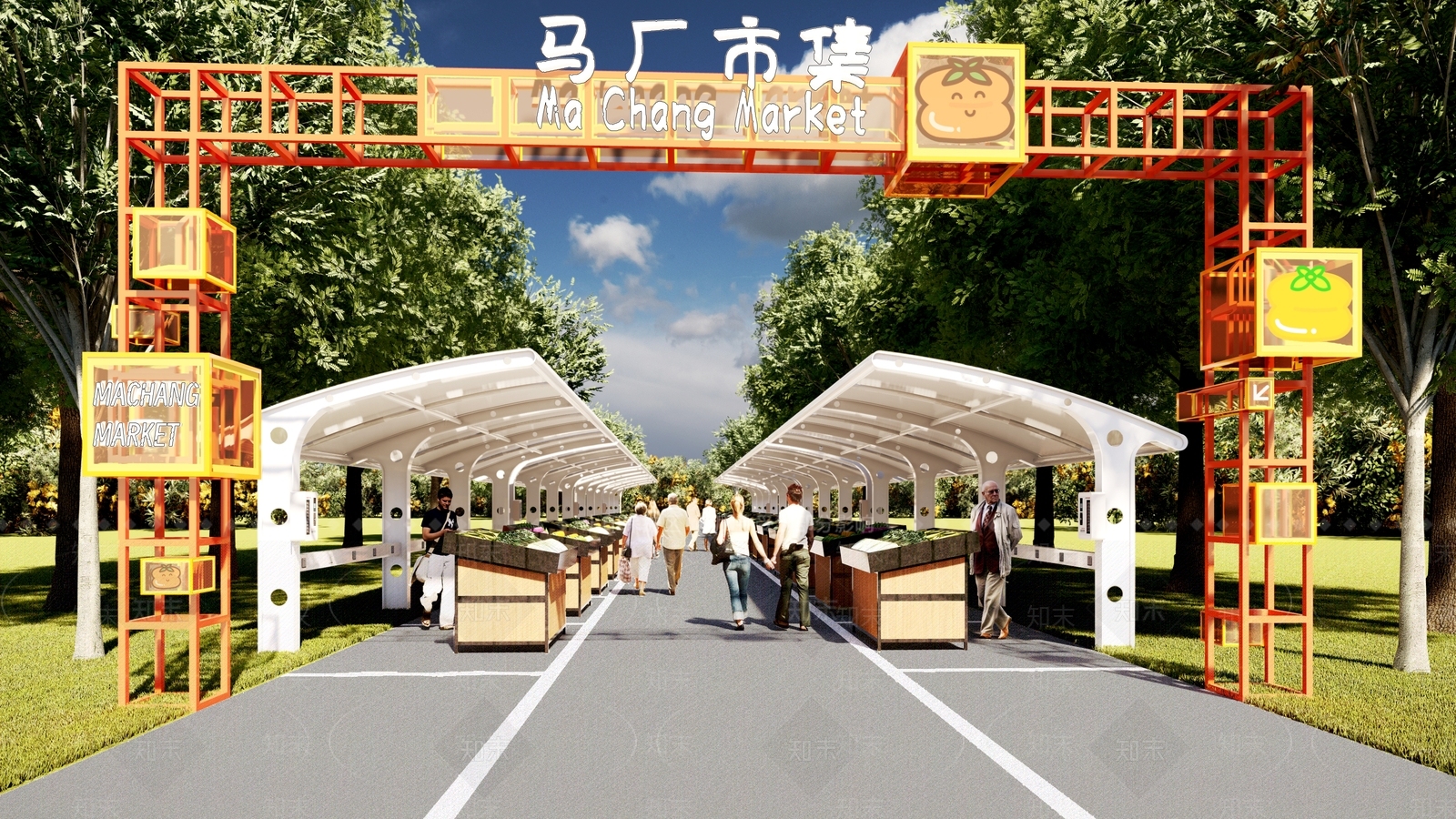 现代集市摊位SU模型下载【ID:1150722954】