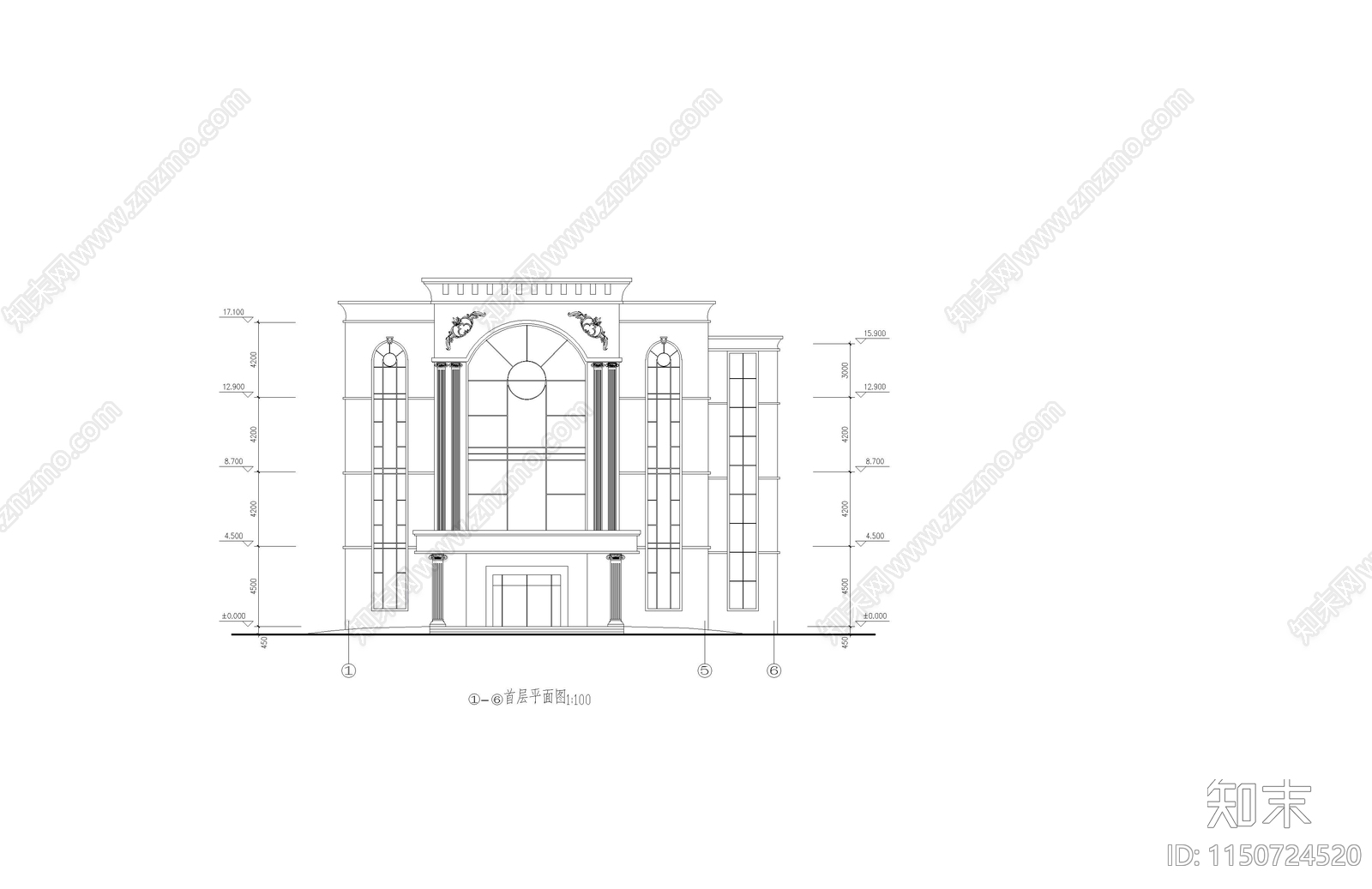 食堂建筑cad施工图下载【ID:1150724520】