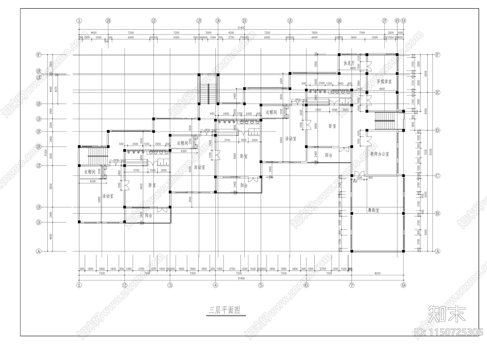 四建幼儿园cad施工图下载【ID:1150725306】