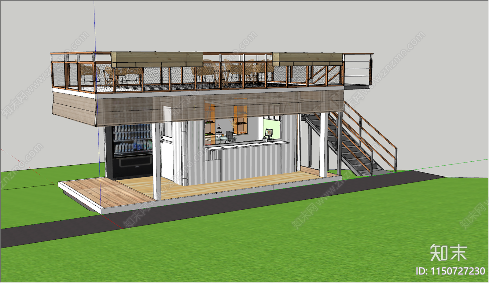 现代餐饮建筑SU模型下载【ID:1150727230】