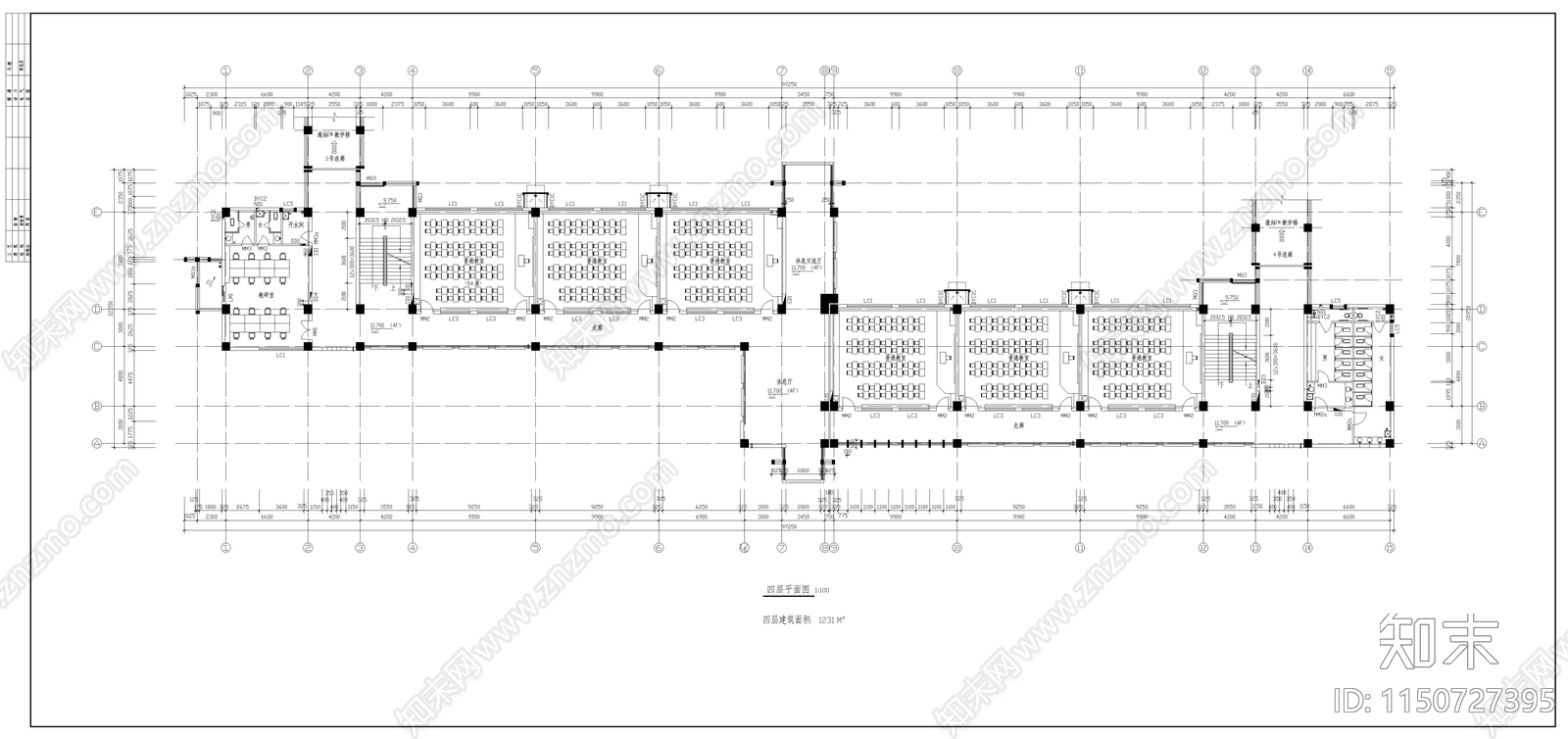 西安某大学教学楼建筑图cad施工图下载【ID:1150727395】