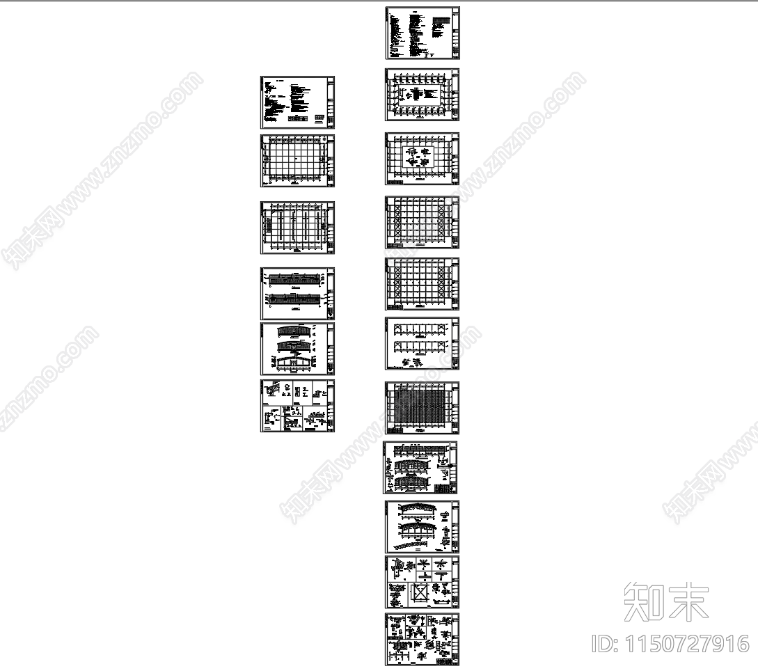 单层仓库厂房建筑结构设计图施工图下载【ID:1150727916】