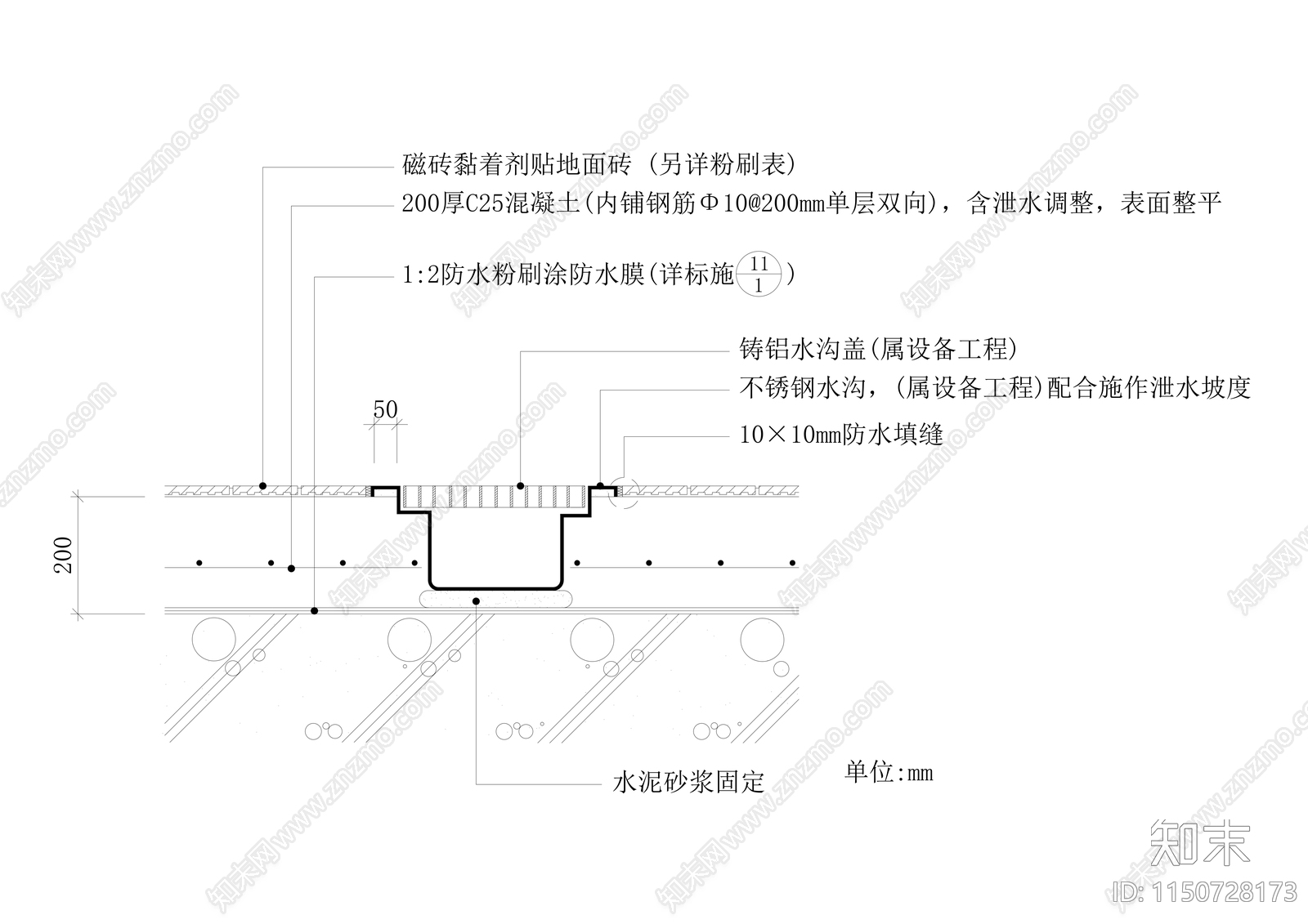 12种地沟及盖板节点cad施工图下载【ID:1150728173】