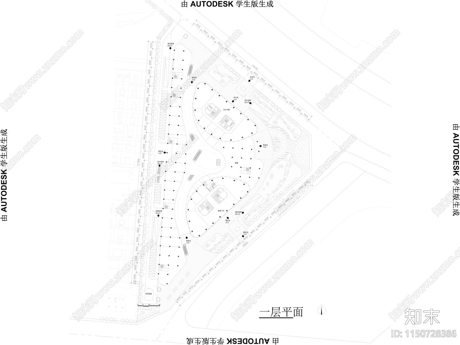 东湖国际广场方案平面图cad施工图下载【ID:1150728386】