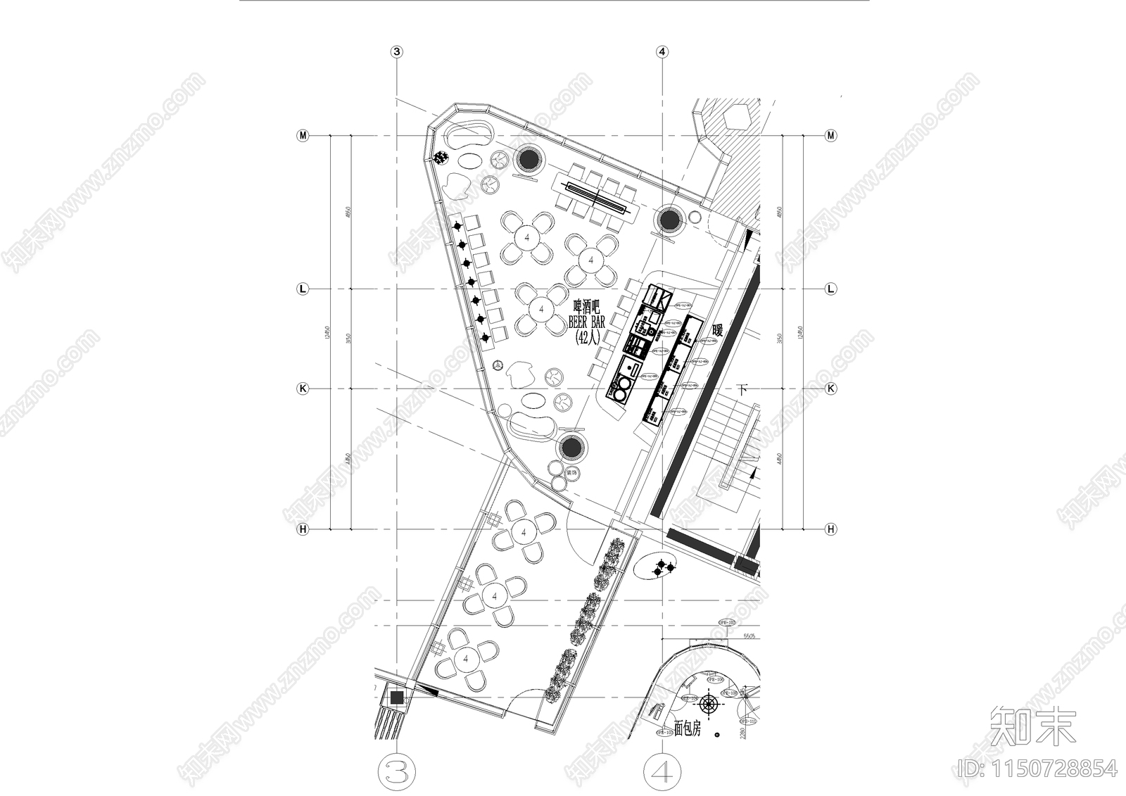 啤酒吧室内cad施工图下载【ID:1150728854】