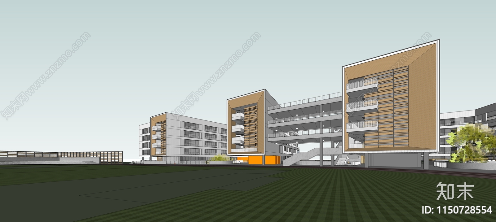 现代学校建筑SU模型下载【ID:1150728554】