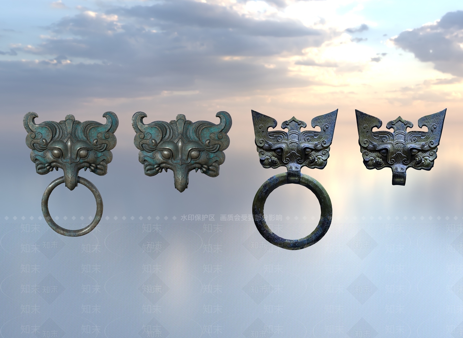 中式青铜门环3D模型下载【ID:1150731842】