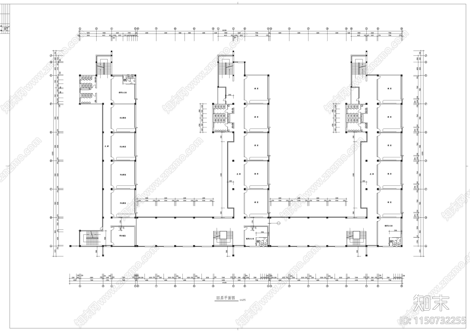 小学教学楼建筑cad施工图下载【ID:1150732255】