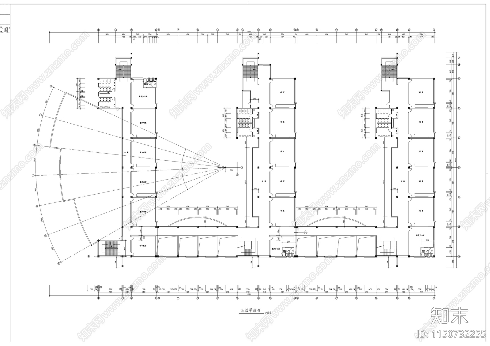 小学教学楼建筑cad施工图下载【ID:1150732255】