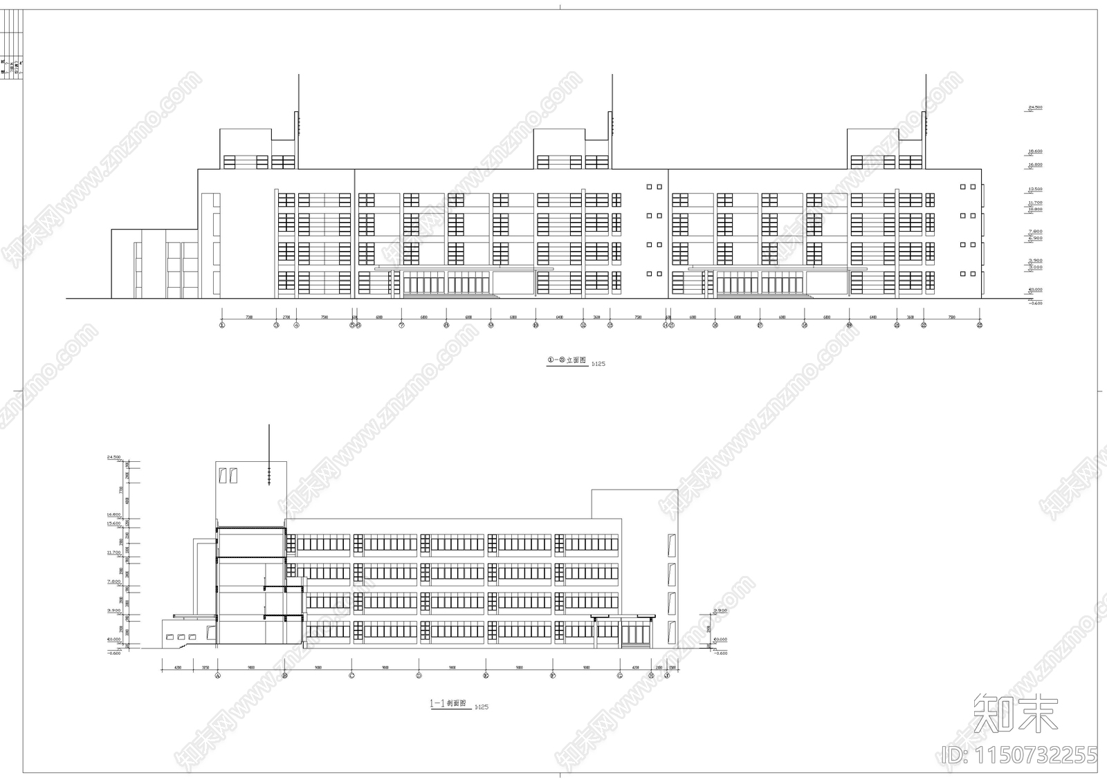 小学教学楼建筑cad施工图下载【ID:1150732255】