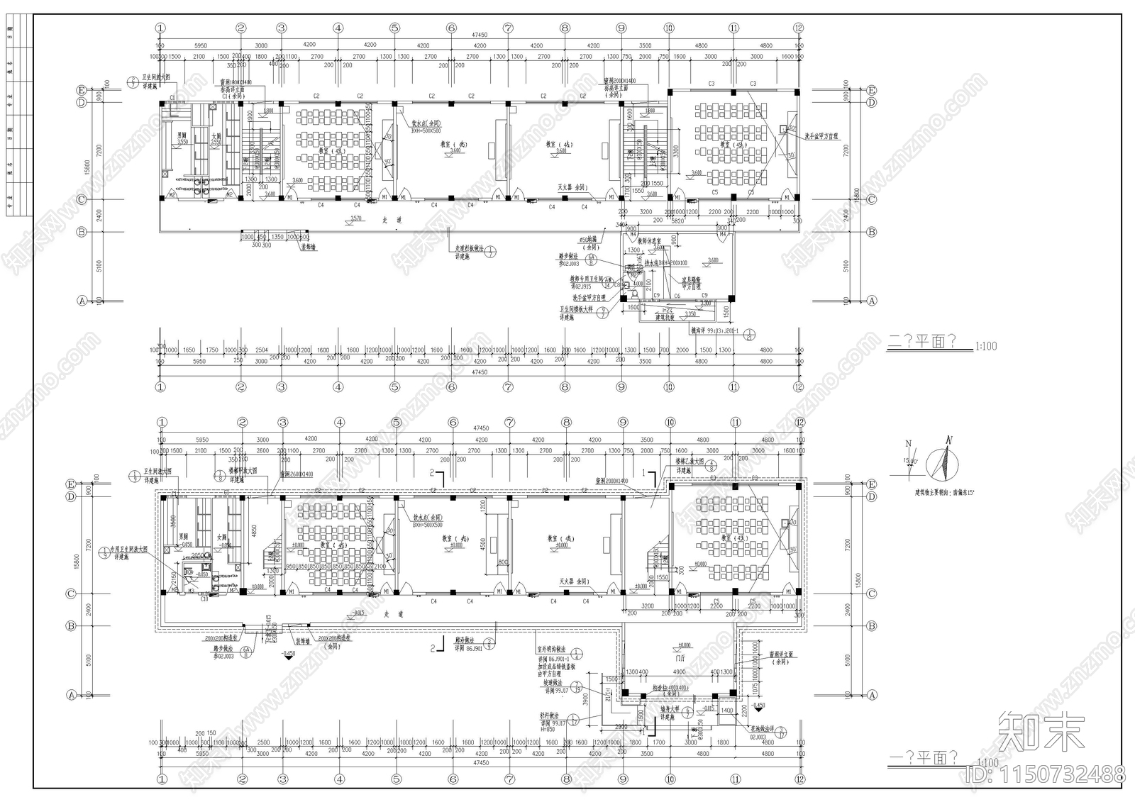 小学教学楼cad施工图下载【ID:1150732488】