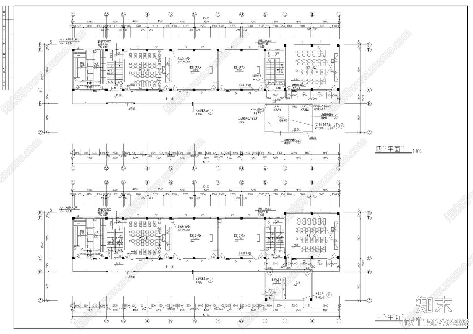 小学教学楼cad施工图下载【ID:1150732488】