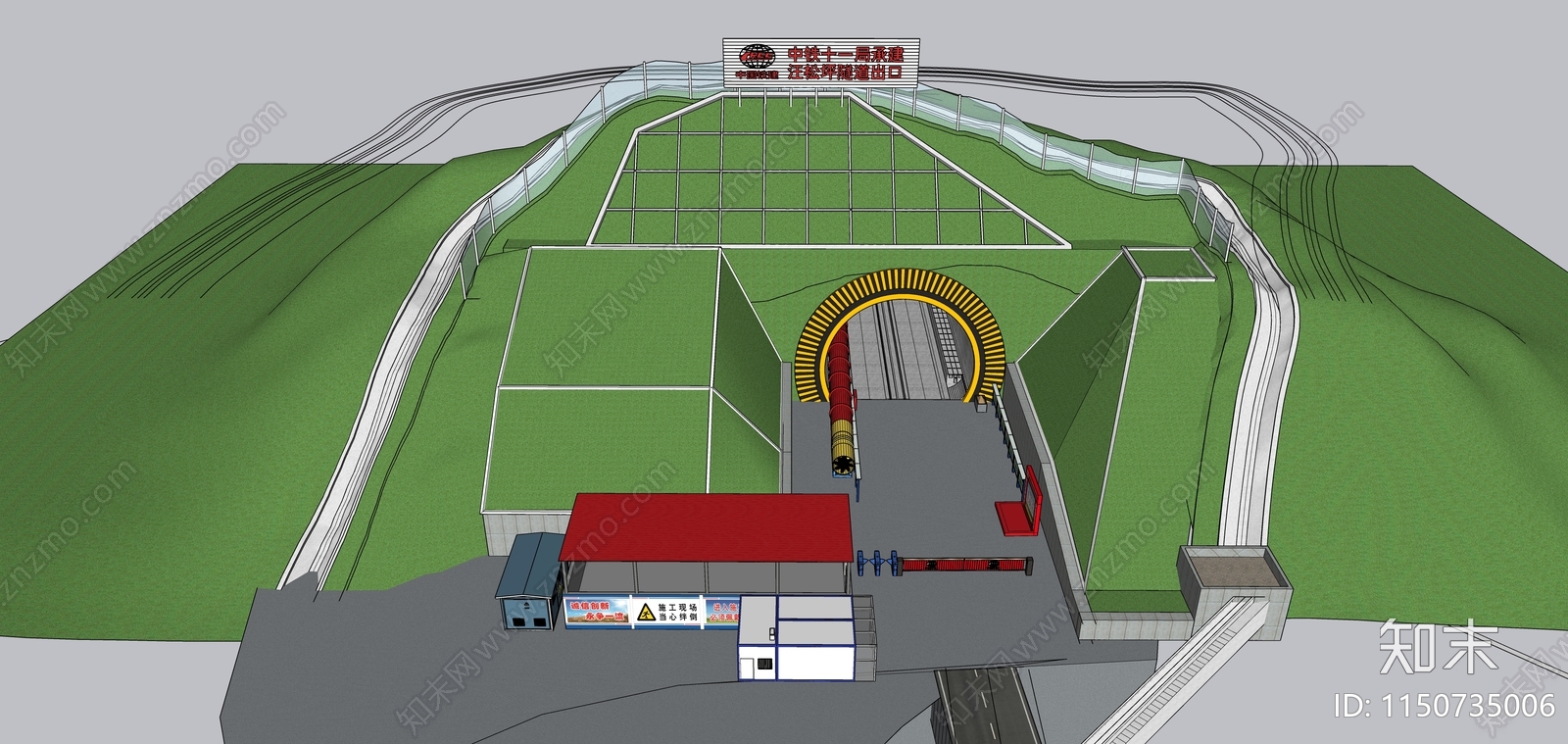 现代隧道洞口现场SU模型下载【ID:1150735006】