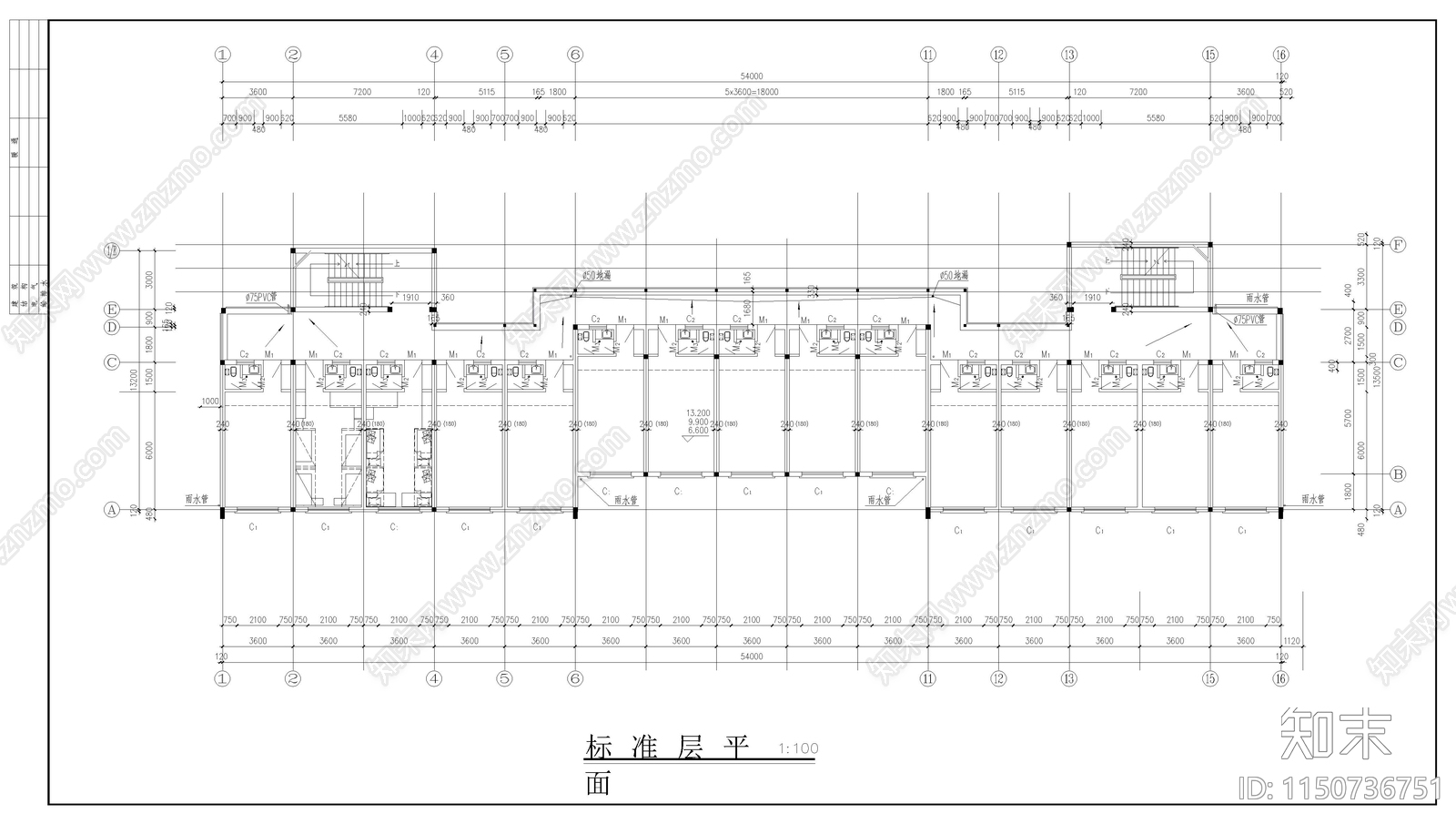 学生宿舍建筑cad施工图下载【ID:1150736751】