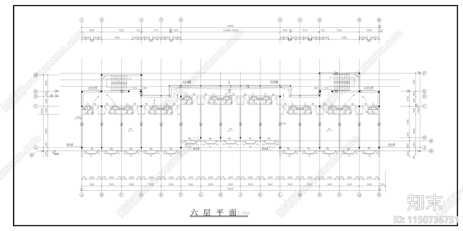 学生宿舍建筑cad施工图下载【ID:1150736751】