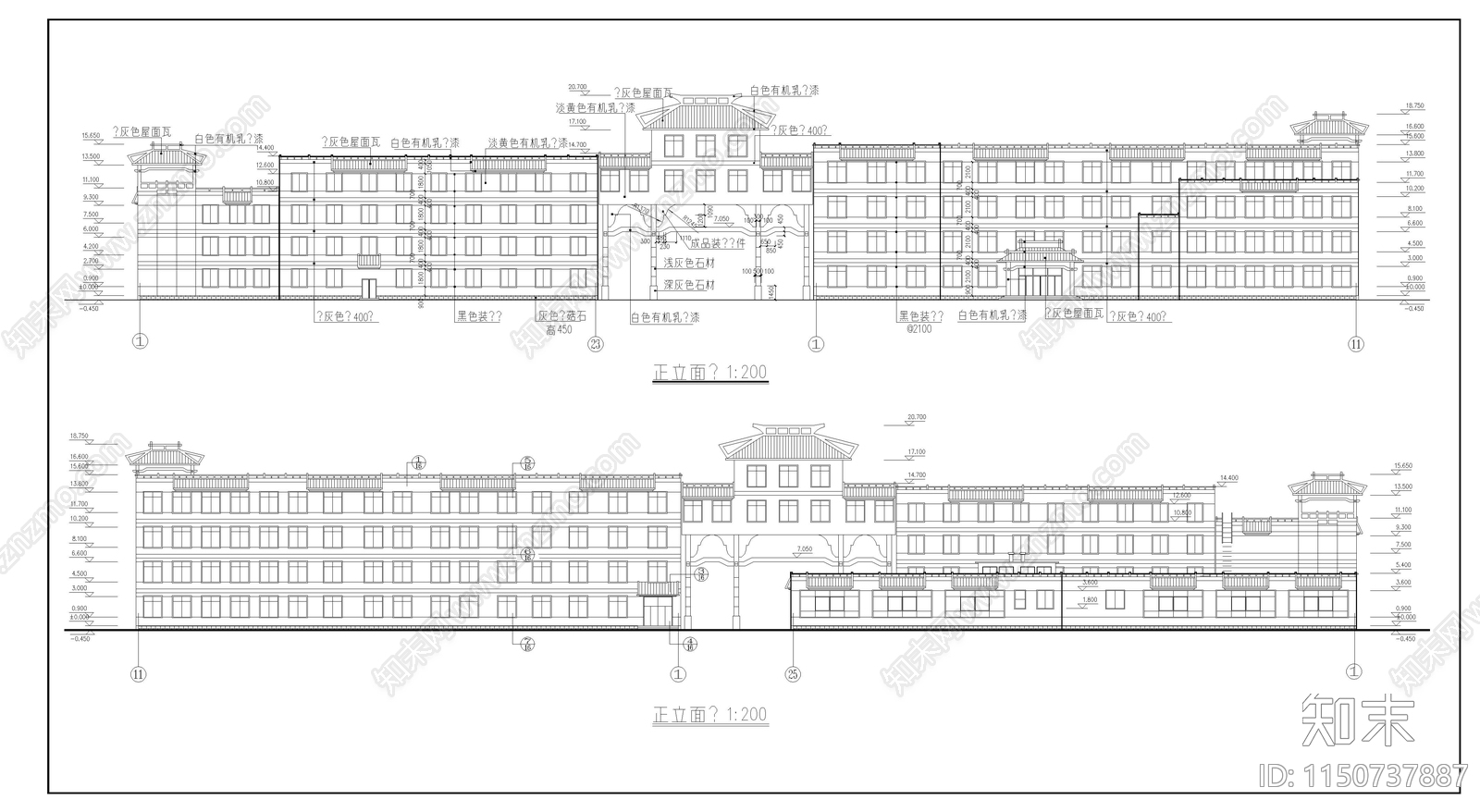 学校教学楼宿舍楼建筑图施工图下载【ID:1150737887】