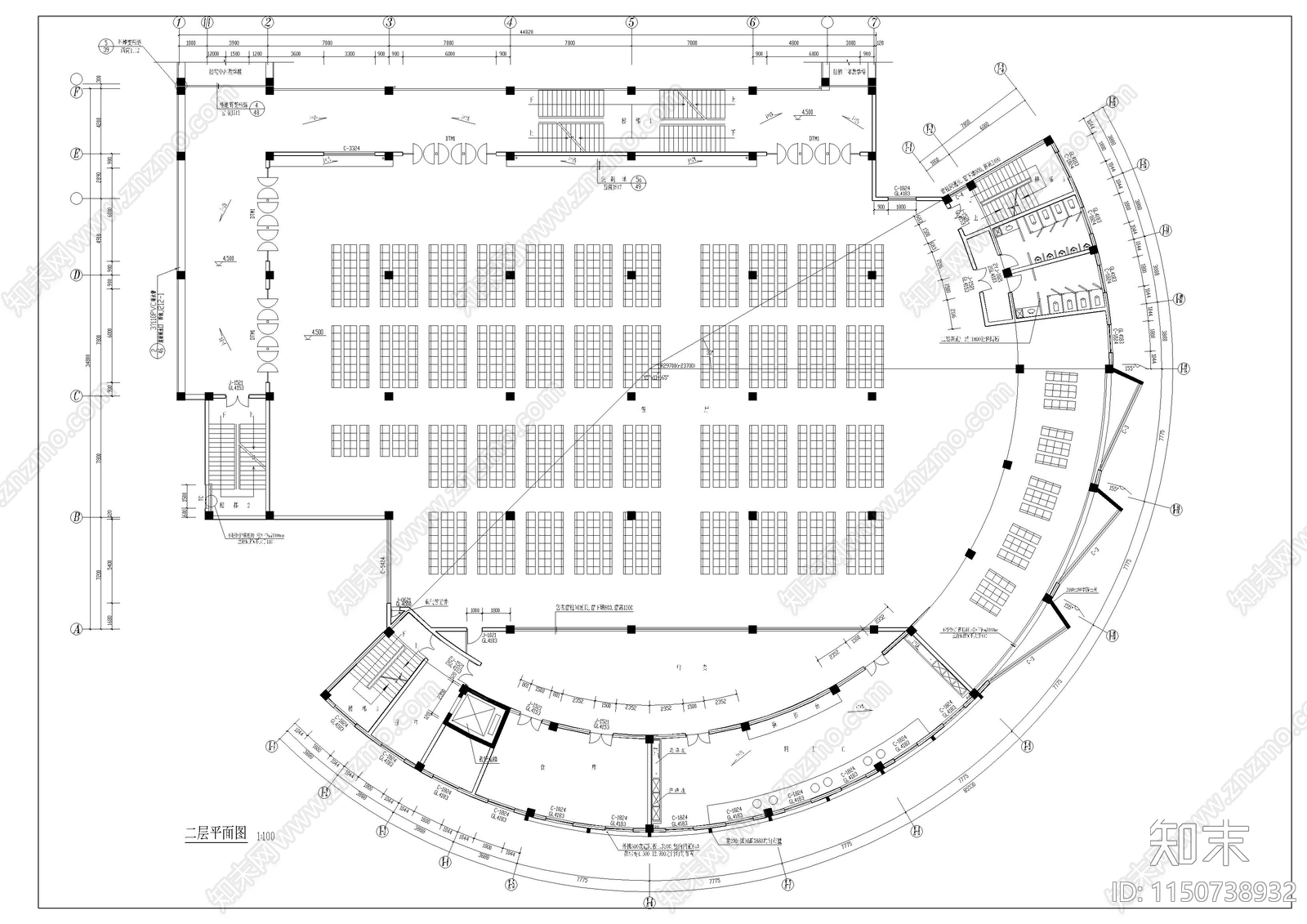 学校食堂建筑cad施工图下载【ID:1150738932】