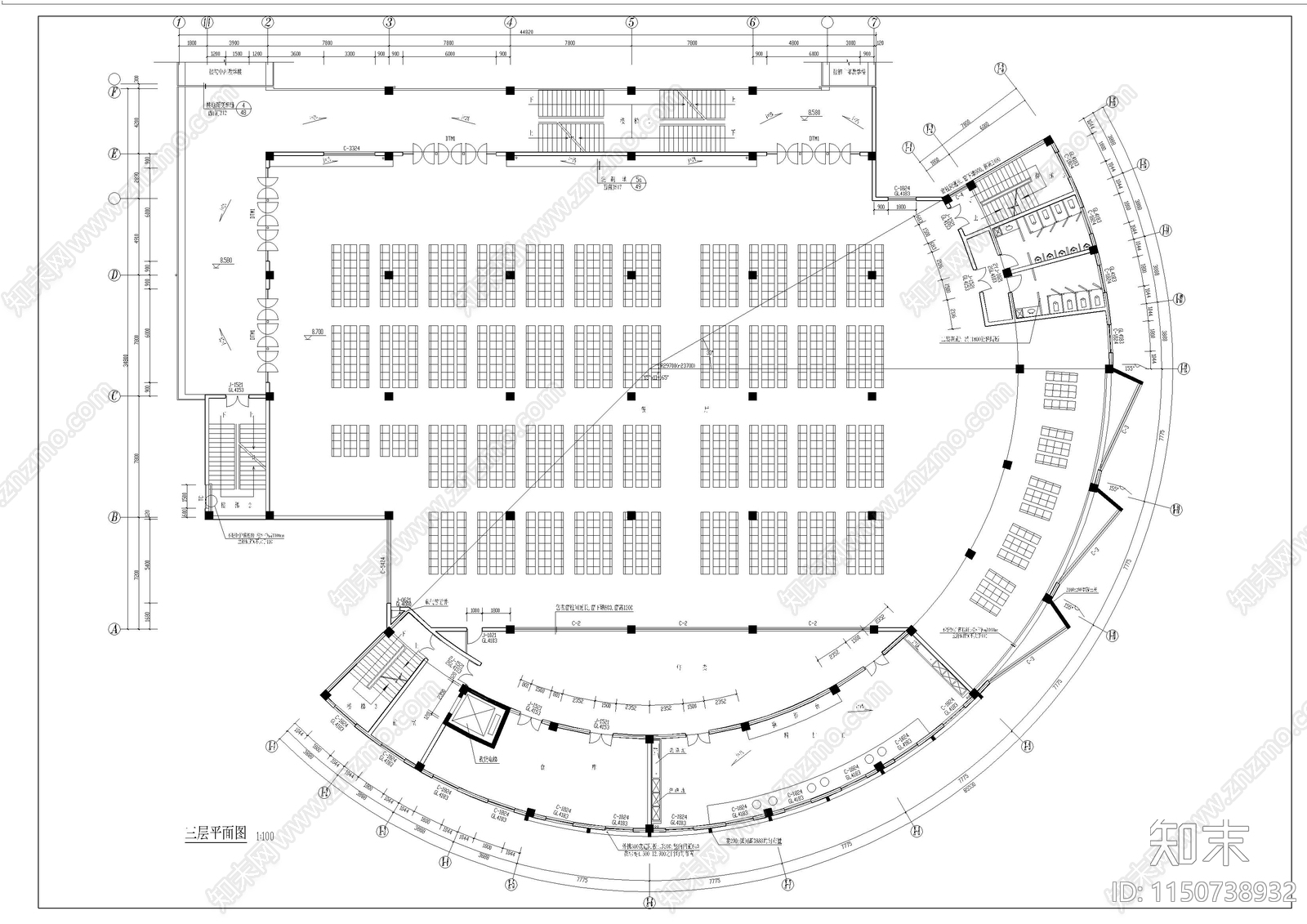 学校食堂建筑cad施工图下载【ID:1150738932】