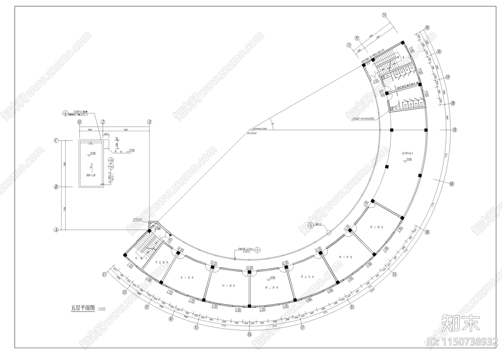 学校食堂建筑cad施工图下载【ID:1150738932】