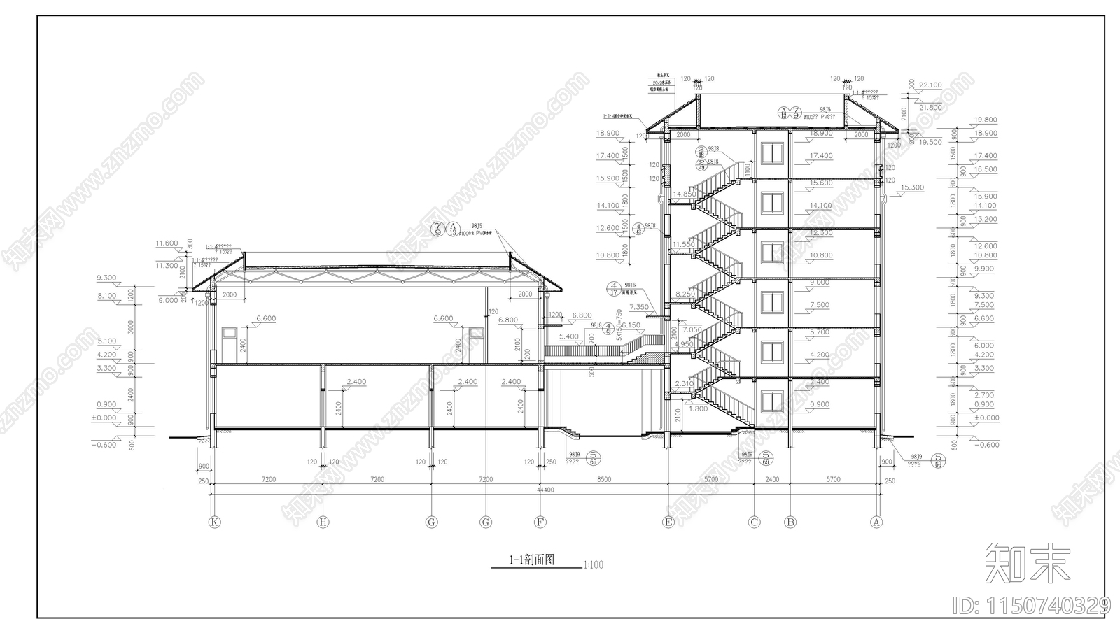 学校综合楼建筑cad施工图下载【ID:1150740329】