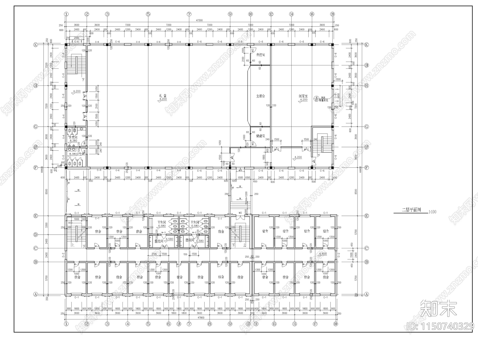 学校综合楼建筑cad施工图下载【ID:1150740329】