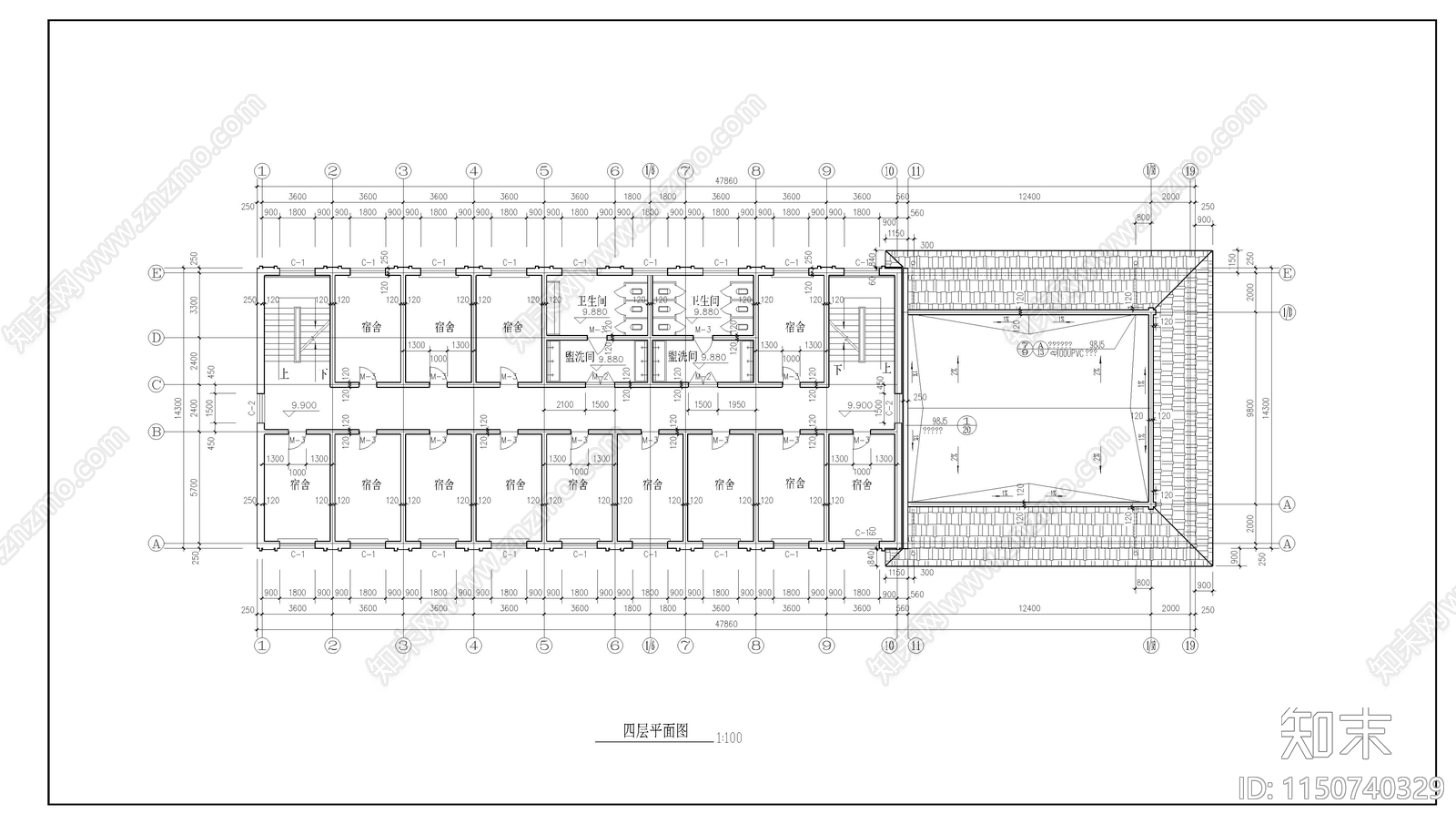 学校综合楼建筑cad施工图下载【ID:1150740329】